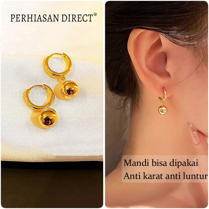 Kuku Cincin Titanium dengan Manik-manik, Baja Tahan Karat 18K dan Anting Wanita Korea Tahan Karat