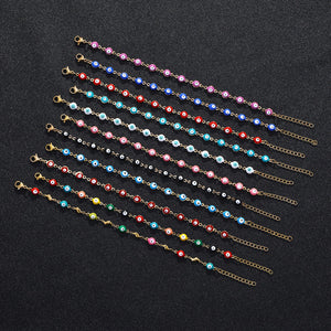Gelang Mata Iblis Fashion Baja Tahan Karat 304 – Berlapis Emas 18K & Resin, Grosir