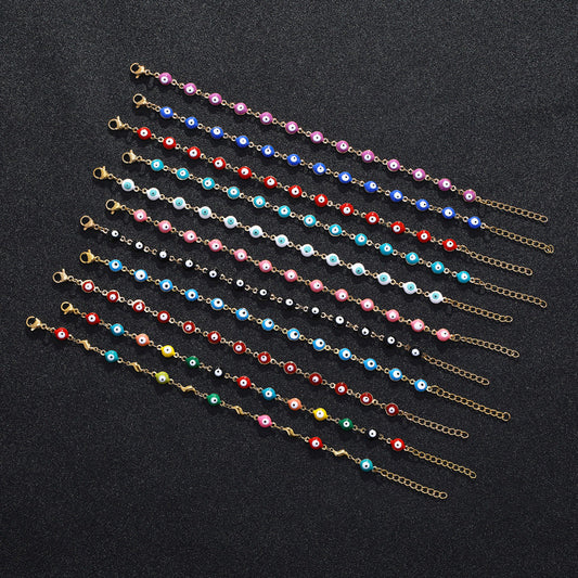 Gelang Mata Iblis Fashion Baja Tahan Karat 304 – Berlapis Emas 18K & Resin, Grosir perhiasandirect
