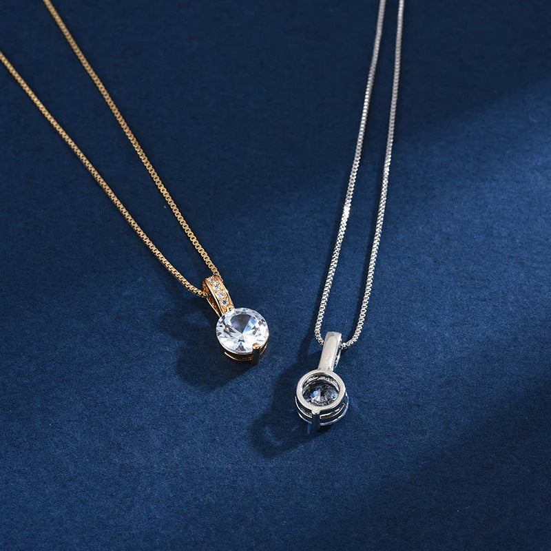 Kalung Wanita Zircon Tunggal Elegan Gaya Minimalis perhiasandirect