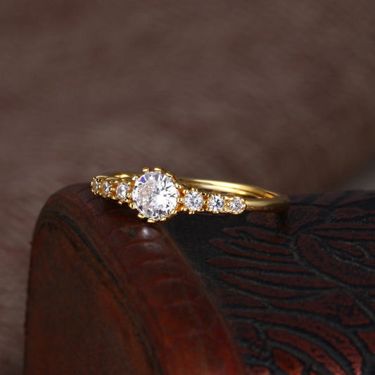 Cincin Wanita Zircon Baris Tunggal – Gaya Elegan, Hadiah Ulang Tahun Romantis perhiasandirect