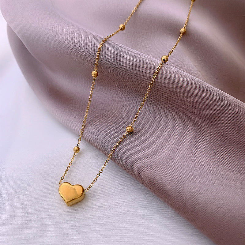 Kalung Hati Titanium 18K Emas Wanita Desain Minimalis Elegan perhiasandirect