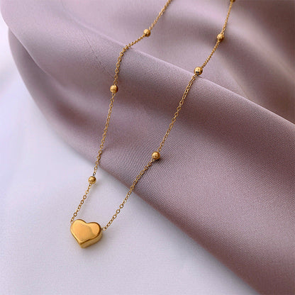 Kalung Hati Titanium 18K Emas Wanita Desain Minimalis Elegan perhiasandirect