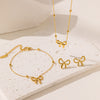 Kalung Set Wanita Baja Titanium Pita Mutiara Elegan