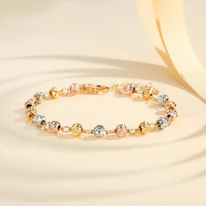 Gelang Manik Wanita Trendy – Desain Unik Tembaga Berlapis Emas | Model Beads Bentuk Pisau Lengkung, Stylish & Mudah Dipadukan perhiasandirect