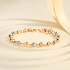 Gelang Manik Wanita Trendy – Desain Unik Tembaga Berlapis Emas | Model Beads Bentuk Pisau Lengkung, Stylish & Mudah Dipadukan