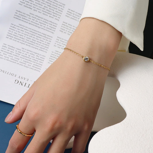 Gelang Pasangan Berlian - Stainless Steel Lapis Emas, Tidak Kusam, Elegan & Cocok untuk Setiap Acara! - 我的商店