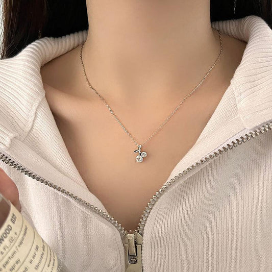 Kalung Cherry Rantai Silver Titanium Anti Karat Selamanya / Kalung Perempuan / Kalung Wanita Elegan perhiasandirect