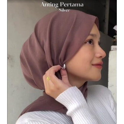 Anting hijab setengah bulat anting titanium  steel perhiasan anting sederhana - 我的商店