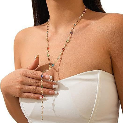 Kalung Panjang Y-Shaped Wanita – Liontin Hati & Rumbai | Cocok untuk Sweater atau Layering Kalung Tulus perhiasandirect