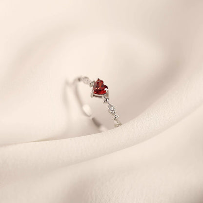 Cincin Wanita Zircon Merah Hati Model Jepang Elegan perhiasandirect