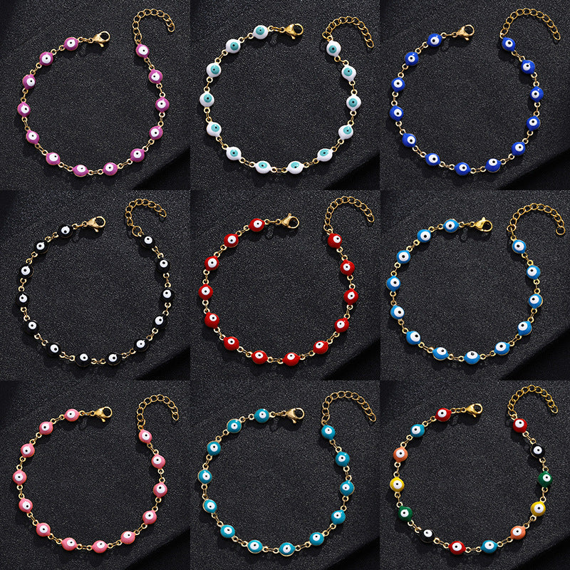 Gelang Mata Iblis Fashion Baja Tahan Karat 304 – Berlapis Emas 18K & Resin, Grosir perhiasandirect