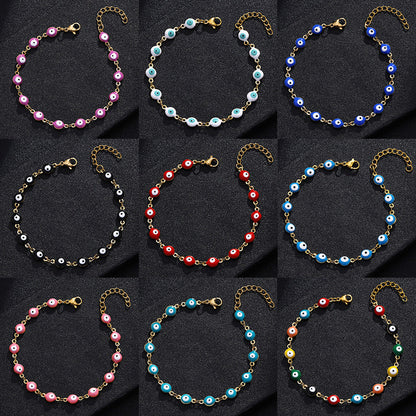 Gelang Mata Iblis Fashion Baja Tahan Karat 304 – Berlapis Emas 18K & Resin, Grosir perhiasandirect