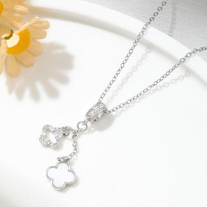 Kalung Wanita Stainless steel Baja Four-Leaf Clover – Desain Elegan dengan Rumbai, Gaya Minimalis & Modis perhiasandirect