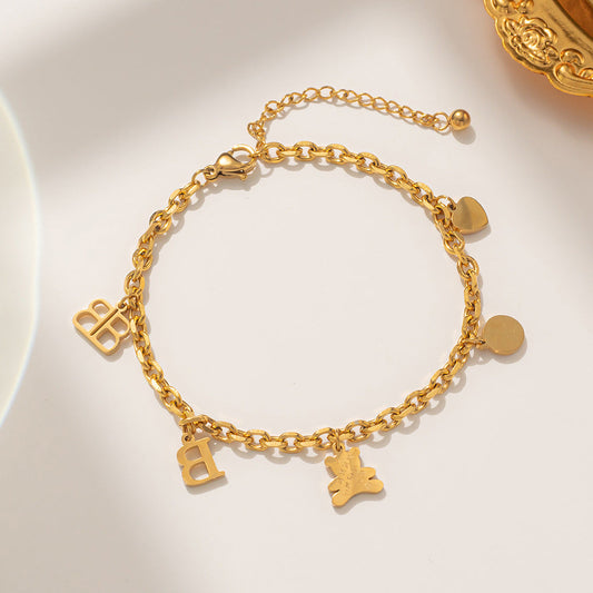 Teddy  Bracelet 18K Gold Plated Perhiasan Gelang Beruang Titanium Gelang Teddy Stainless Steel Gelang Wanita Anti Hitam Anti Karat  Aesthetic Korean Style Elegan Simple Mewah perhiasandirect
