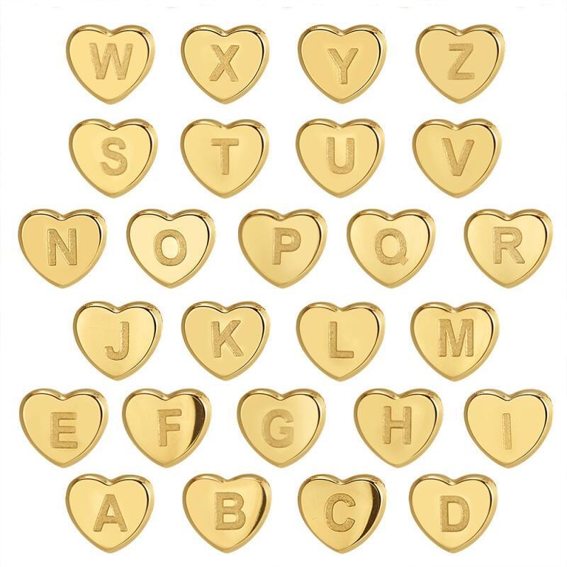 Liontin Titanium A-Z,26 letter necklace rantai leher titanium nama sendiri 26 letters love chain anti karat - 我的商店