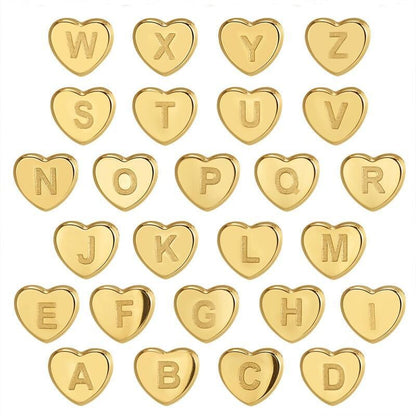 Liontin Titanium A-Z,26 letter necklace rantai leher titanium nama sendiri 26 letters love chain anti karat - 我的商店