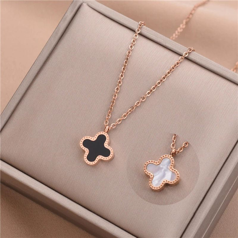 Four Leaf Clover Kalung - Baja Tahan Karat Antialergi dan Antidebu, Gaya Korea - 我的商店