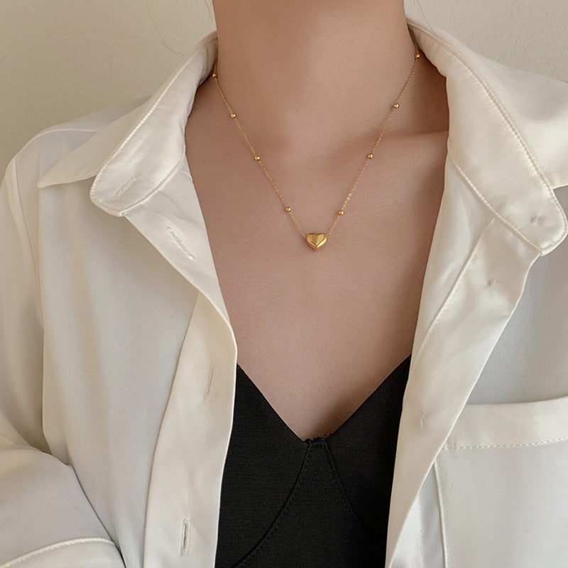 Kalung Hati Titanium 18K Emas Wanita Desain Minimalis Elegan perhiasandirect