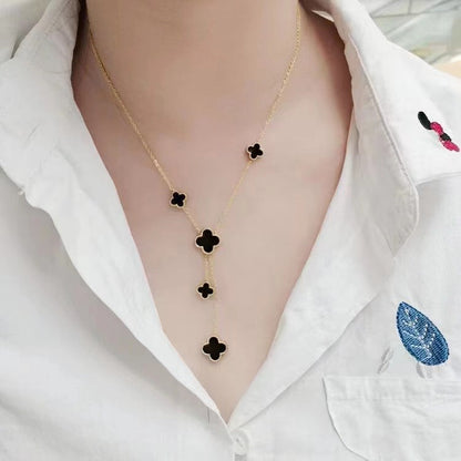 Kalung Wanita Four-Leaf Clover – Kalung Liontin Rumbai Elegan Gaya Mewah perhiasandirect