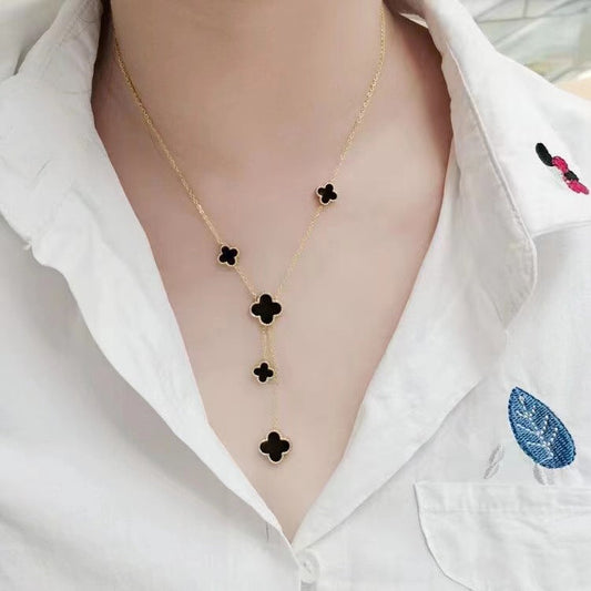 Kalung Wanita Four-Leaf Clover – Kalung Liontin Rumbai Elegan Gaya Mewah perhiasandirect