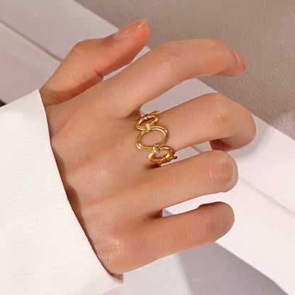 Cincin Oval Stainless Steel Wanita – Desain Modis Adjustable, Lapisan Emas 18K perhiasandirect