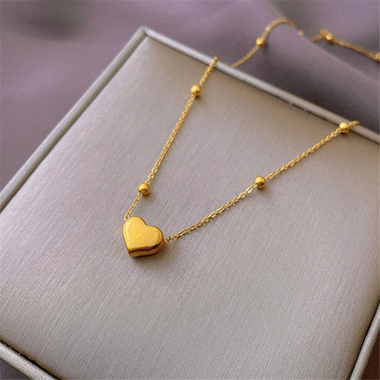Kalung Hati Titanium 18K Emas Wanita Desain Minimalis Elegan perhiasandirect