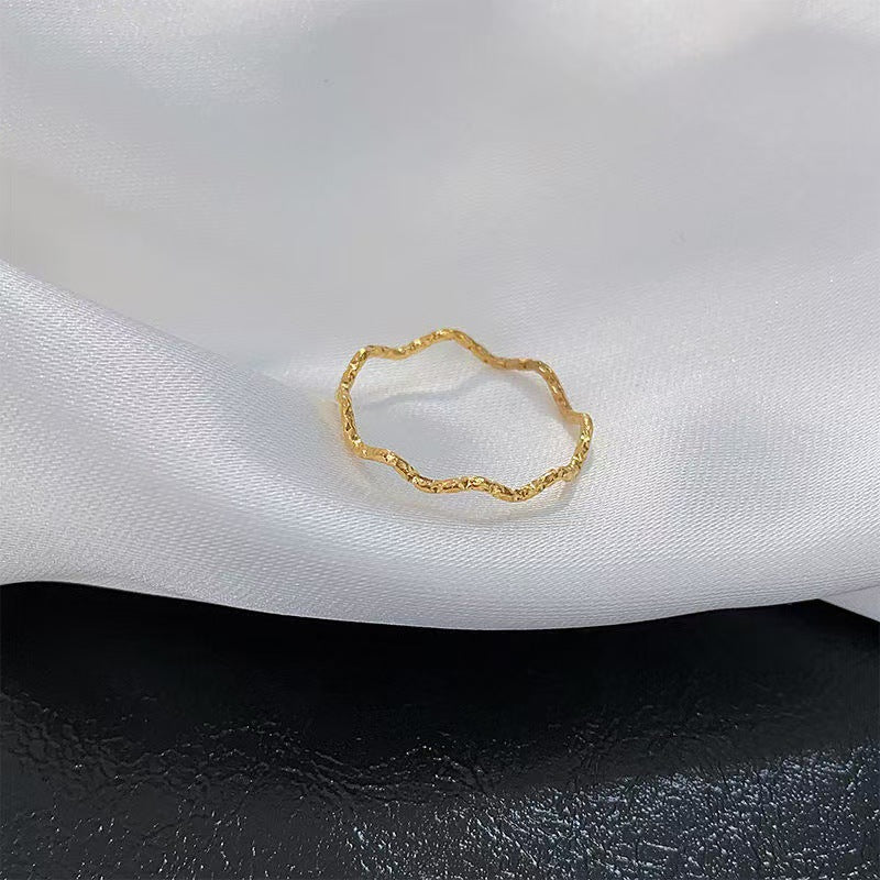 Cincin Gelombang untuk Wanita - Perhiasan Stainless Steel Murah | Aksesoris Pasangan Harian yang Elegan 我的商店
