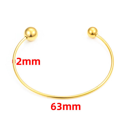 Gelang Bangle Manik Bulat Emas 18k untuk Wanita - Stainless Steel Anti Pudar | Aksesoris Perhiasan Elegan 我的商店