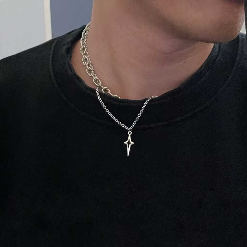Kalung Titanium Pria Model Bintang Terbaru Anti Karat - 我的商店