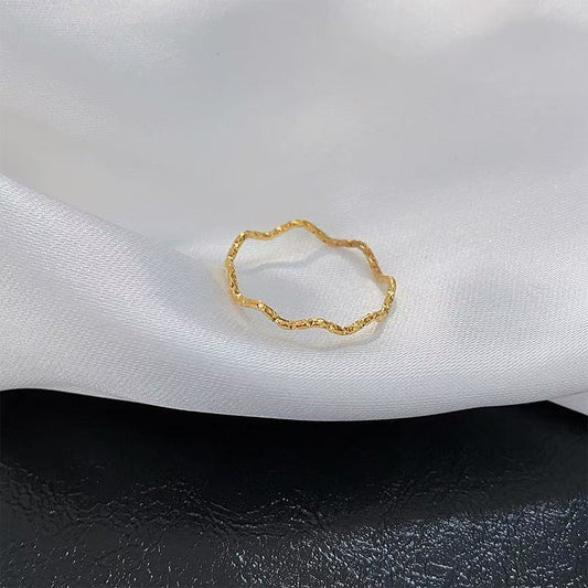 Cincin Gelombang untuk Wanita - Perhiasan Stainless Steel Murah | Aksesoris Pasangan Harian yang Elegan 我的商店