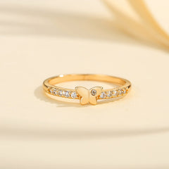 Cincin Kupu-Kupu  Wanita –Aksen Berlian, Gaya Korea Elegan