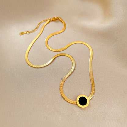 Kalung Wanita Liontin Bulat Romawi Elegan Minimalis perhiasandirect