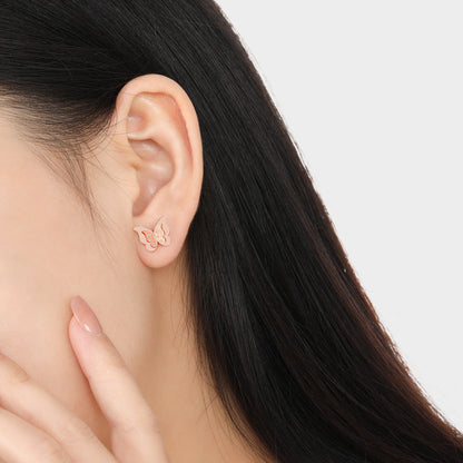 Anting Stud Wanita Kupu-Kupu Matte Baja Titanium perhiasandirect