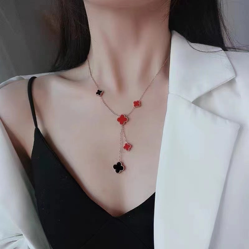 Kalung Wanita Four-Leaf Clover – Kalung Liontin Rumbai Elegan Gaya Mewah perhiasandirect