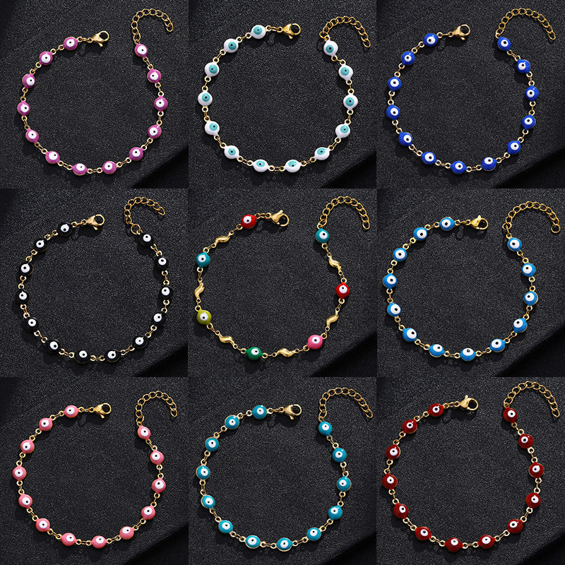 Gelang Mata Iblis Fashion Baja Tahan Karat 304 – Berlapis Emas 18K & Resin, Grosir perhiasandirect