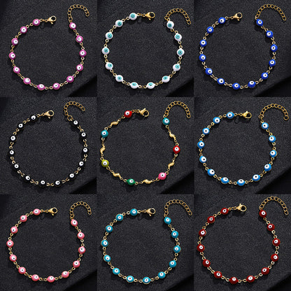 Gelang Mata Iblis Fashion Baja Tahan Karat 304 – Berlapis Emas 18K & Resin, Grosir perhiasandirect