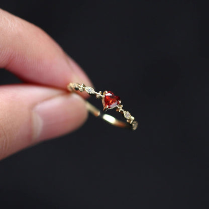 Cincin Wanita Zircon Merah Hati Model Jepang Elegan perhiasandirect
