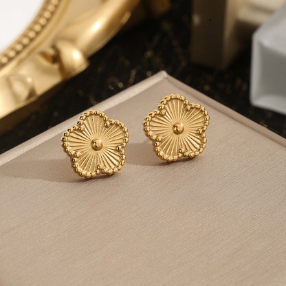 Kalung Wanita Titanium Baja Motif Empat Daun & Lima Kelopak – Set Perhiasan Fashion Elegan perhiasandirect