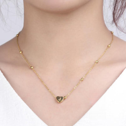 Liontin Titanium A-Z,26 letter necklace rantai leher titanium nama sendiri 26 letters love chain anti karat - 我的商店