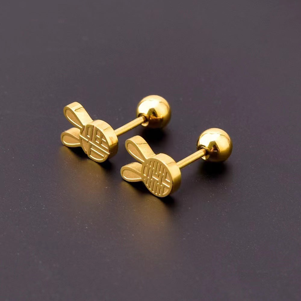 Anting Tulang Telinga Kelinci Hoki – Titanium Steel Gaya Korea, Lucu & Anti Kusam Bisa Grosir