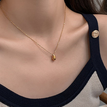Kalung Wanita Tetes Air Lapis Emas 18K – Desain Korea Minimalis, Elegan & Mewah, Titanium Anti Karat