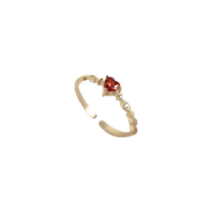 Cincin Wanita Zircon Merah Hati Model Jepang Elegan perhiasandirect