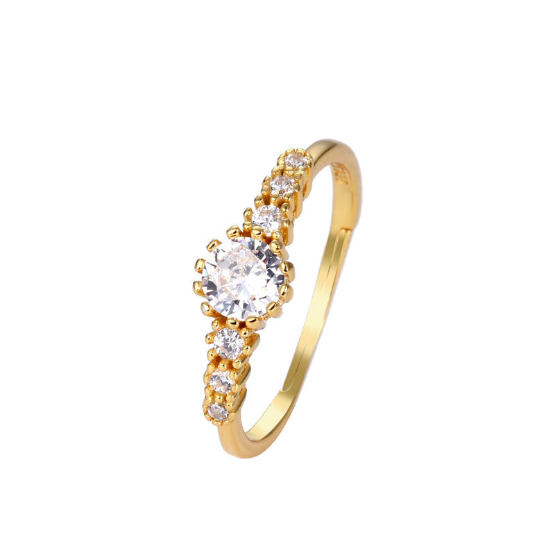 Cincin Wanita Zircon Baris Tunggal – Gaya Elegan, Hadiah Ulang Tahun Romantis perhiasandirect