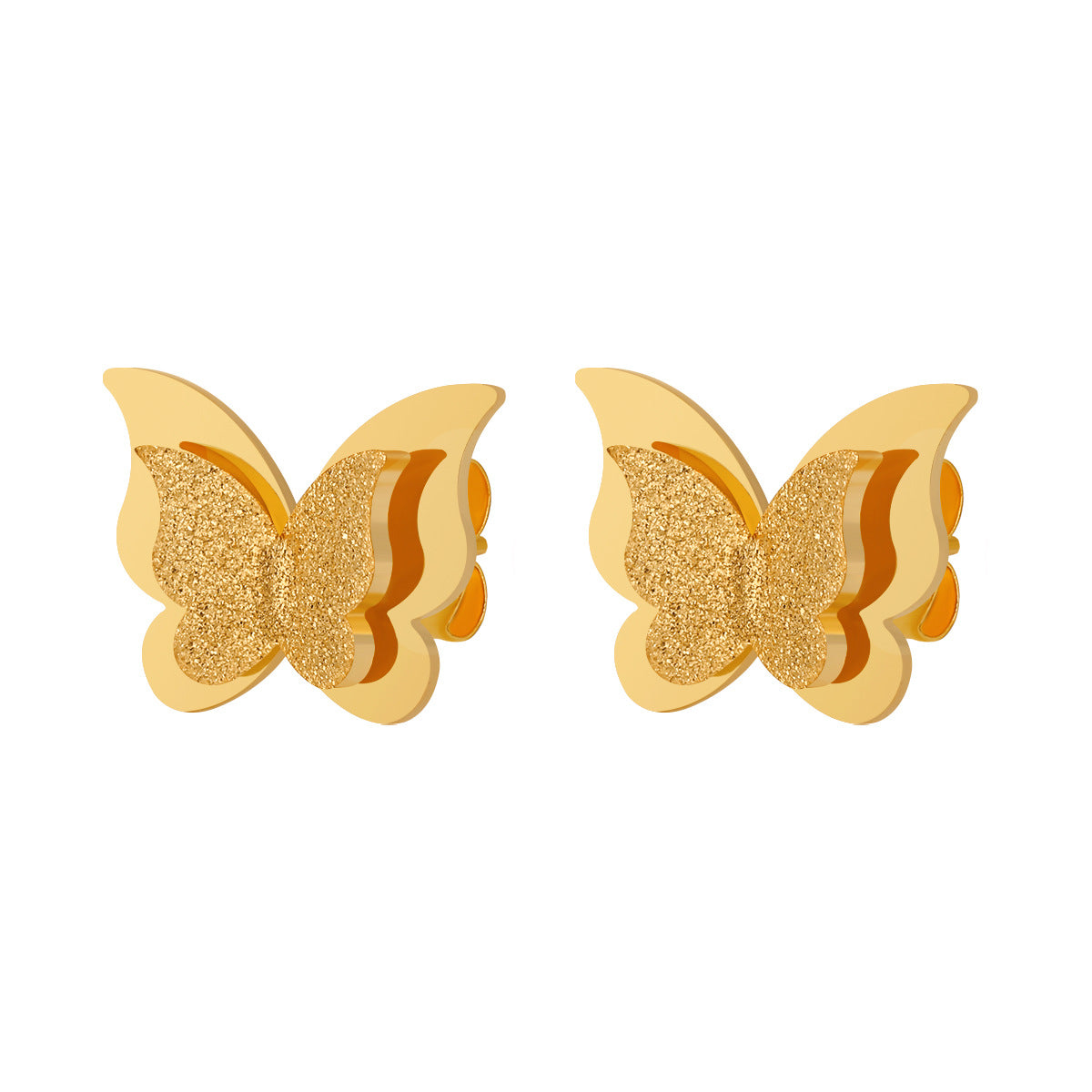Anting Stud Wanita Kupu-Kupu Matte Baja Titanium perhiasandirect