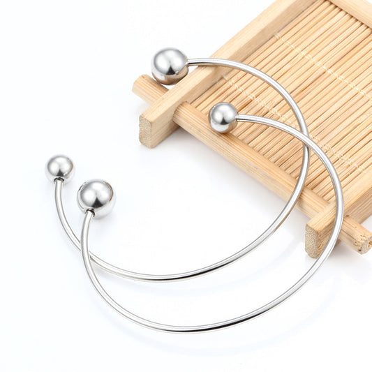 Gelang Bangle Manik Bulat Emas 18k untuk Wanita - Stainless Steel Anti Pudar | Aksesoris Perhiasan Elegan 我的商店