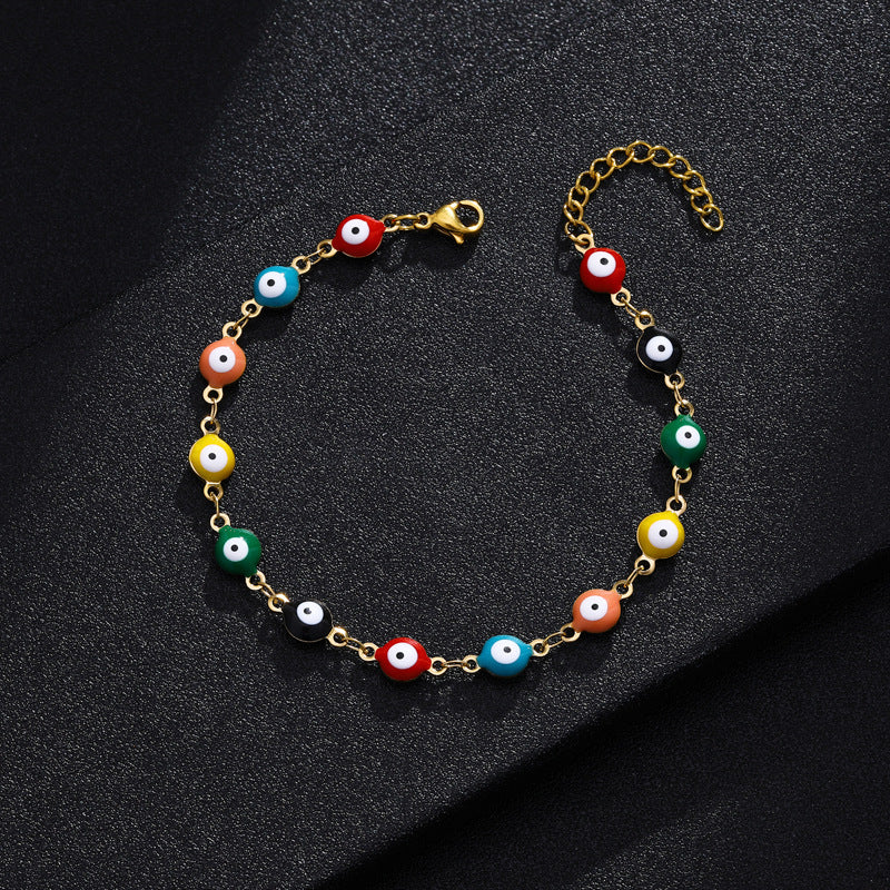 Gelang Mata Iblis Fashion Baja Tahan Karat 304 – Berlapis Emas 18K & Resin, Grosir perhiasandirect