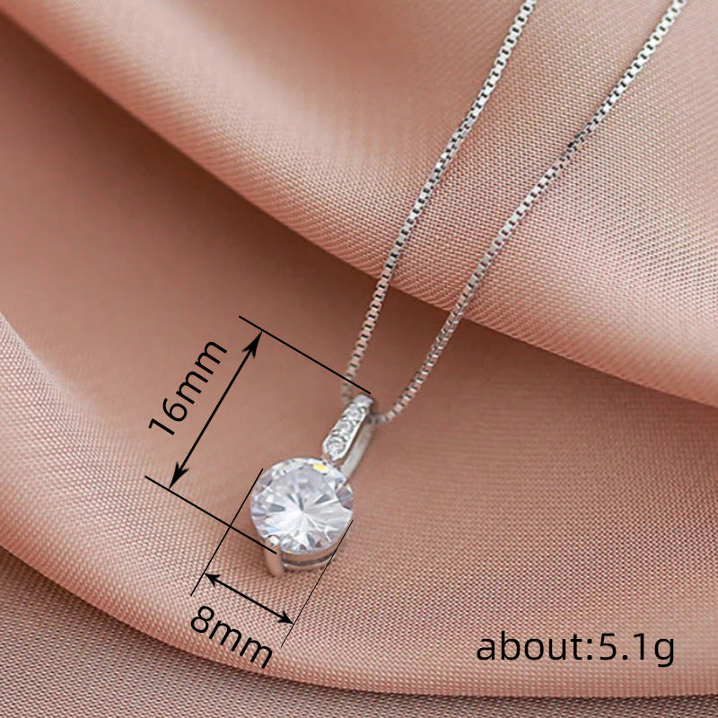 Kalung Wanita Zircon Tunggal Elegan Gaya Minimalis perhiasandirect