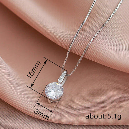 Kalung Wanita Zircon Tunggal Elegan Gaya Minimalis perhiasandirect