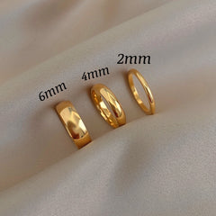 Cincin Titanium Gold 18K Mirip Emas Asli Vintgr Korea Fashion Style